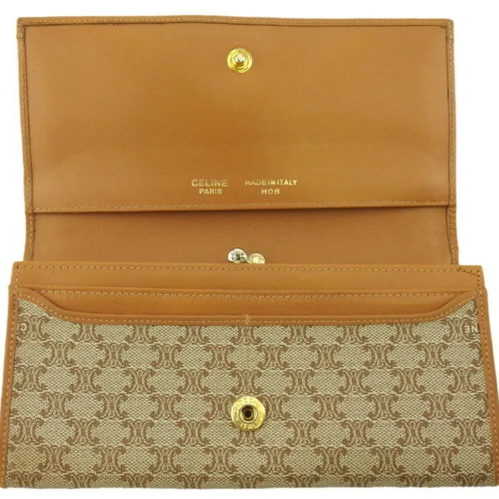 AUTH DIOR long pilgrimage honeycomb beige PVC leather